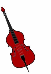 Red stand up bass illustration. Concert/event poster, flyer, background etc. Design element for notices, announcements, posters, flyers, handbills, stationery, websites & more.