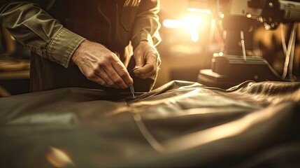 The skilled master meticulously cuts the leather pieces, ensuring precision and perfection in every stitch of the bag