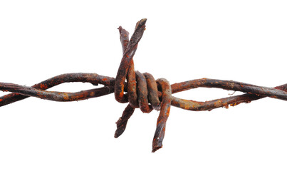 Close-up of rusty barbed wire