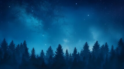Starry Forest Night  A mesmerizing view of a dense forest under a star-filled night sky