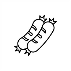 Sausage vector icon. Editable vector stroke sausage icon on white background.