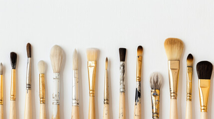 Fototapeta premium A row of paintbrushes in various sizes