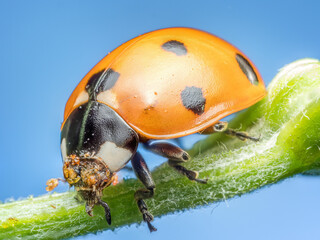 Ladybird on plant stem