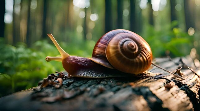 Snail on the Ground Close-Up