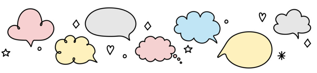 Collection of hand drawn speech bubbles. Vector illustration