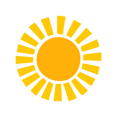 Cute cartoon style sun icon isolated on white background. Vector illustration