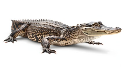 Naklejka premium 2. Create a PNG illustration of an Alligator without text or logos, optimized for use on a plain white background.