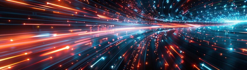 Obraz premium Abstract digital art featuring a glowing tunnel of light and color.