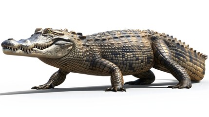 Obraz premium 3. Produce an image of a Crocodile featuring a transparent background, perfect for seamless integration into designs requiring a neutral or white backdrop.