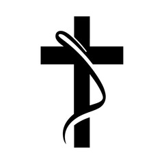 Christian black cross logo and icon design for Good Friday