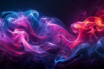 Obraz premium An abstract photograph of swirling smoke patterns illuminated by colorful LED lights