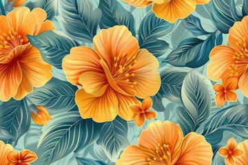 Fototapeta premium Classic and Vibrant Flower Designs Seamless Pattern