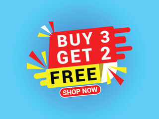 Buy 3 Get 2 Free Banner, Special Offer Banner, Big Sale, Sale Banner, Banner Design Template.