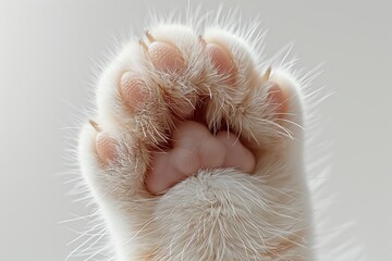 Closeup of the back paw of an adorable light pink cat