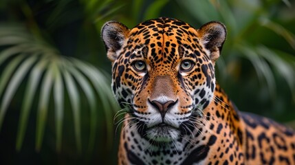 Obraz premium Jaguar in natural forest setting background