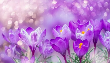 purple crocus flowers in spring