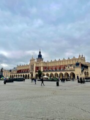 Fototapeta premium Street with historical houses in Krakow old town, Poland