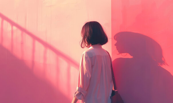 Anime style. Vector illustration, digital brush, face young girl anime style character vector illustration design.Generative AI