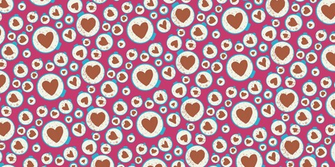 Seamless pattern  with coffee cups and heart abstract 
 design for summer and spring  for fabric banners textile paper and print 
