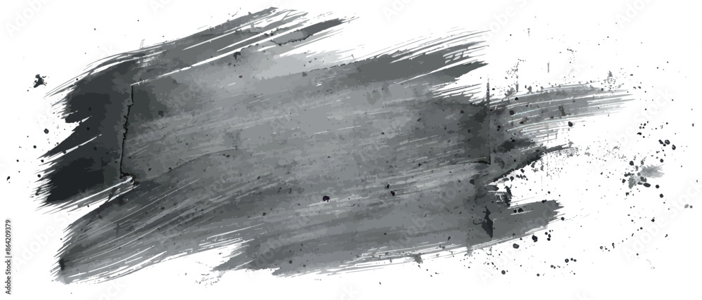 Poster isolated frame hand-drawn by brush for design in gray watercolor stains on a paper base. abstract ba