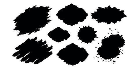 Set of black grunge texture. Ripped paper. Grunge frame collection for sticker, collage, banner. Black illustration isolated on white background 
