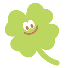Illustration of clover leaf for cartoon, character, comic, mascot, cute patches, shirt print, logo, icon, floral print, picnic, nature, garden, spring, summer, happy emoji, plush toy, kids, sticker