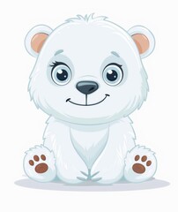 Naklejka premium Cute cartoon white bear vector using simple shapes