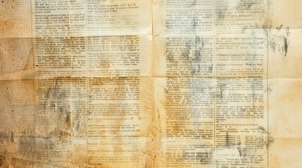 Fototapeta premium Old newspaper texture with fading print and yellowing pages