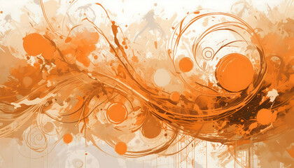 Burnt Orange, abstract white background with brush circle patterns and texture, Generative AI.