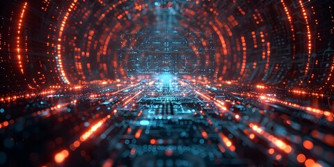 Obraz premium AGI evolution through quantum computing and advanced intelligence shaping future tech progress. Concept AGI Evolution, Quantum Computing, Advanced Intelligence, Future Tech Progress