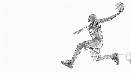 Fototapeta premium Handball is an Olympic sport. A line drawing is placed on a white background.