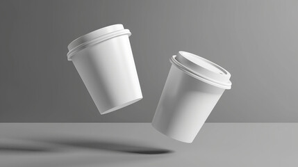 White blank paper coffee cups mockup. 