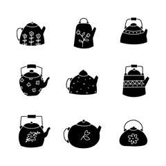 Kettle hand drawn solid icon vector illustration