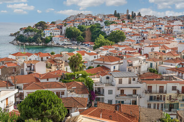 Skiathos old port on the island of Skiathos Greece