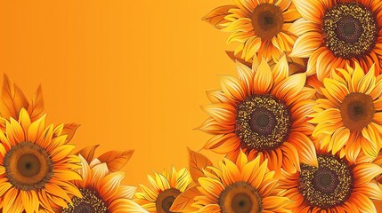 A modern note paper with a border of sunflowers, large copy space