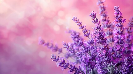 Obraz premium A pastel note with lavender flowers and large space for text