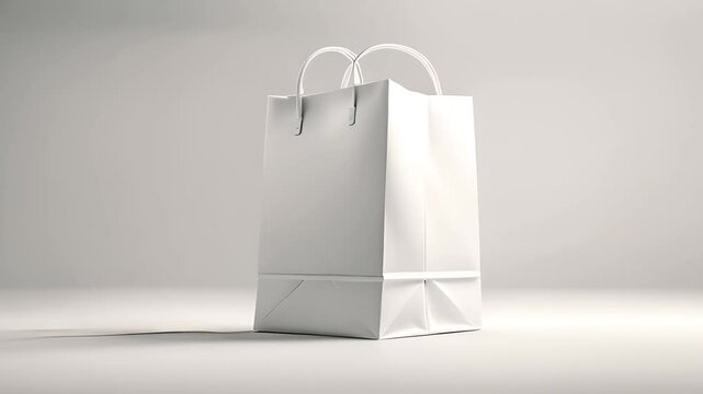 White Paper Shopping Bag on White Background Generative AI