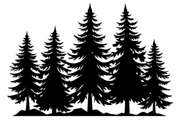 Fototapeta premium Fir trees silhouettes, Pine tree silhouettes vector, Vintage trees and forest silhouettes