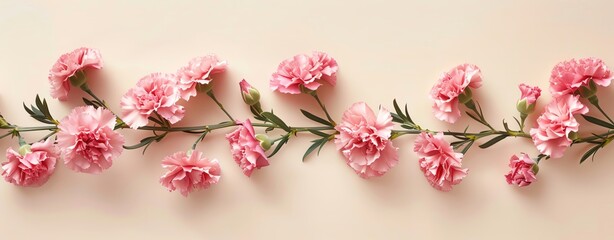 A simple note paper with a border of pink carnations, ample area for text