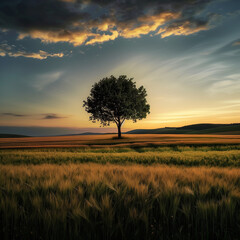 Fototapeta premium sunset in the field