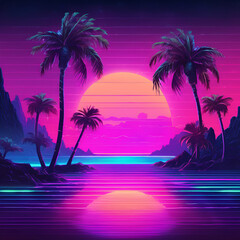 Fototapeta premium Synthwave horizon