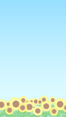 16:9 ひまわり畑と青空の風景フレーム⭐︎