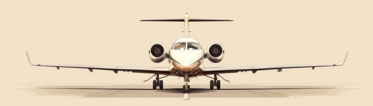 recommend clip art: minimalist drawing of a private jet on a runway