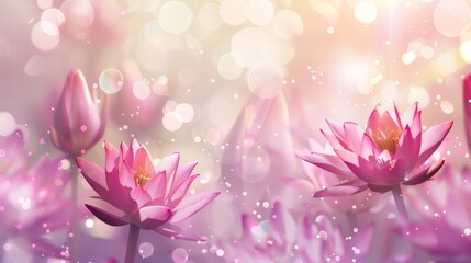 Lotus flowers glowing light effects pink to magenta gradient ethereal background