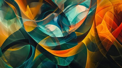 Fototapeta premium Design with overlapping shapes inspired by birthday ribbons and vivid color contrasts backdrop