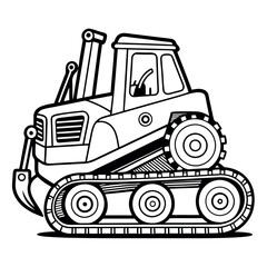 Naklejka premium large tractor. Cartoon toy car with a comical expression. A page for kids' colouring books. 