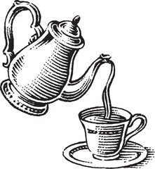 pouring coffee or tea into cup