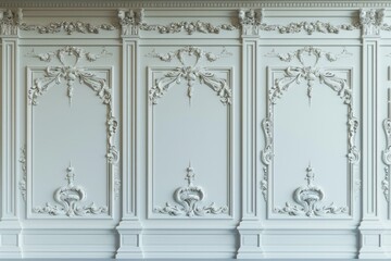 Naklejka premium Palace Background. Classic Interior Wall with Copy Space Molding and Ornament Carving