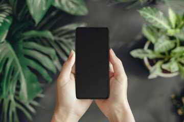 Phone Horizontal Mockup. Modern Black Smartphone with Blank Desktop Screen