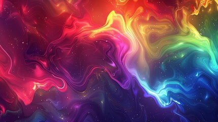 Abstract wallpaper featuring vibrant patterns and a purple to lime gradient